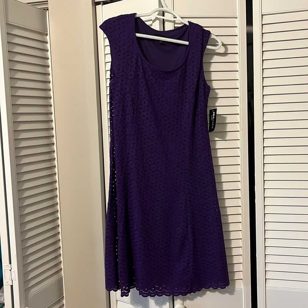NWT purple eyelet sleeveless dress.